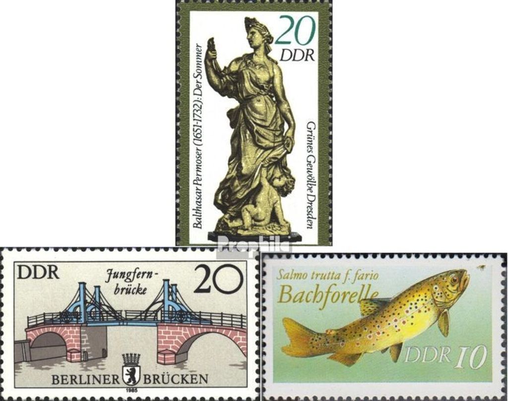 Briefmarken DDR 1984 Mi 2906II,2973II,3096II Type II aus Kleinbogen / Markenheftchen gestempelt Grünes Gewölbe Dresden