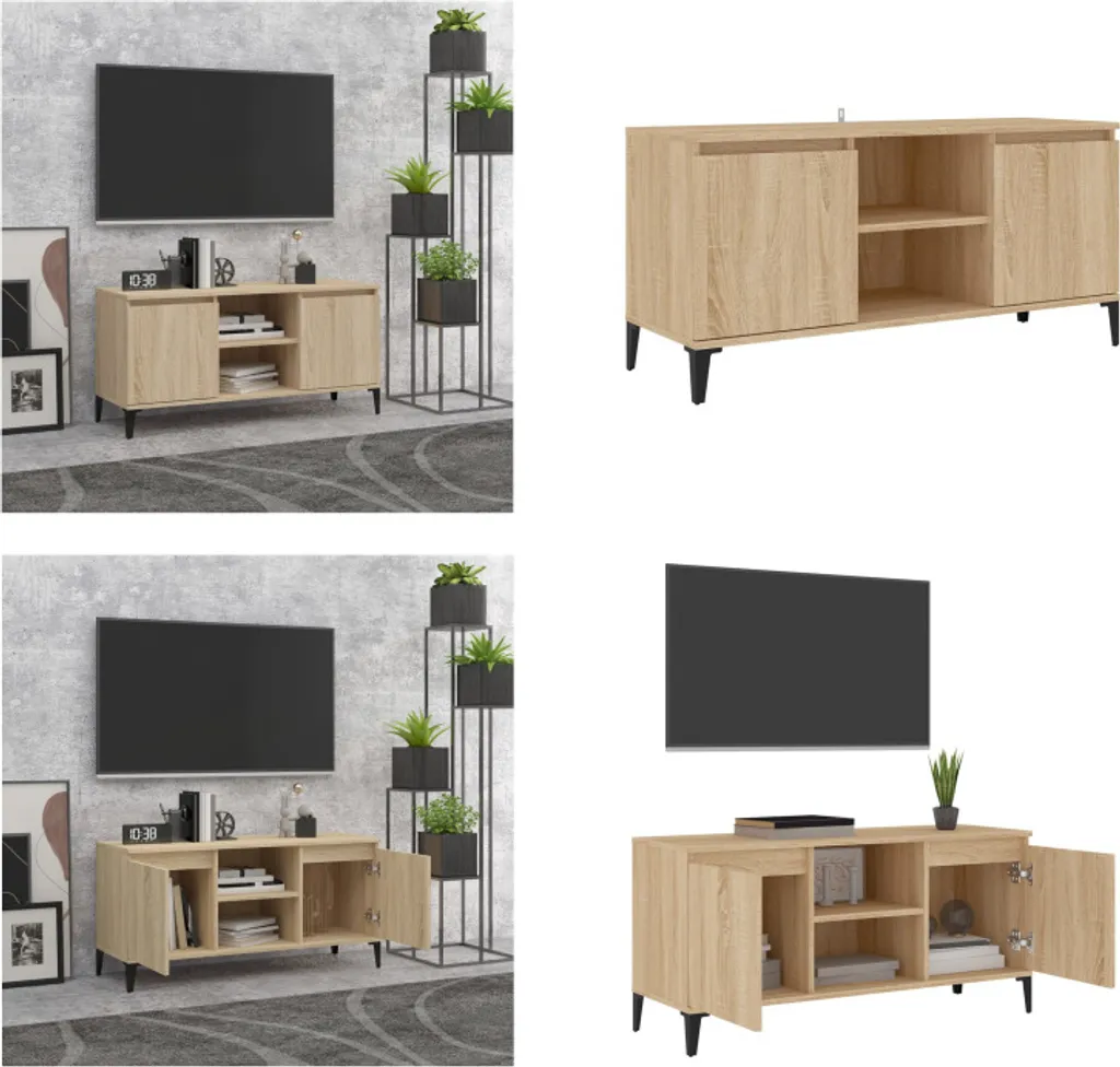 Mobile TV vidaXL Rovere Sonoma 103,5cm con Gambe Metallo | Offerta