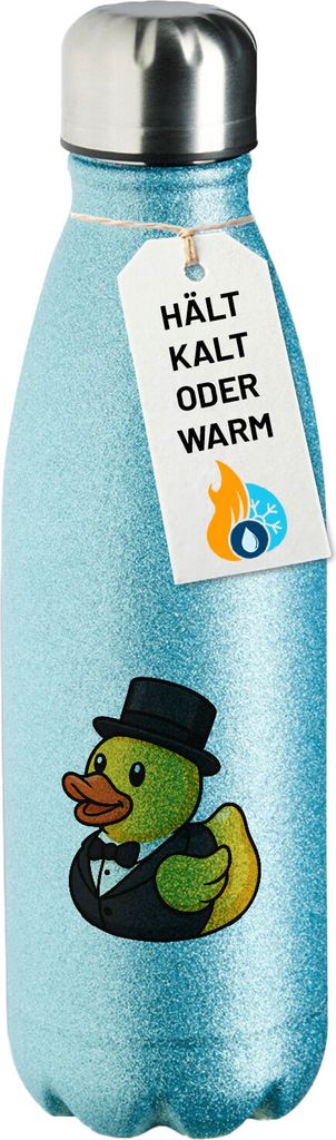Huuraa Trinkflasche Quietscheente Bräutigam Gummiente Hochzeit 500ml Blue Edelstahl Wasserflasche Trinkflasche Geschenkidee