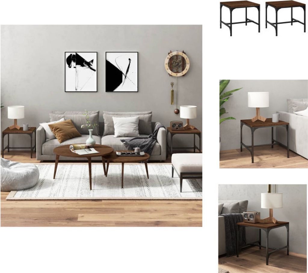 vidaXL Beistelltische 2 Stk. Braun Eiche 40x40x35 cm Holzwerkstoff - Couchtische