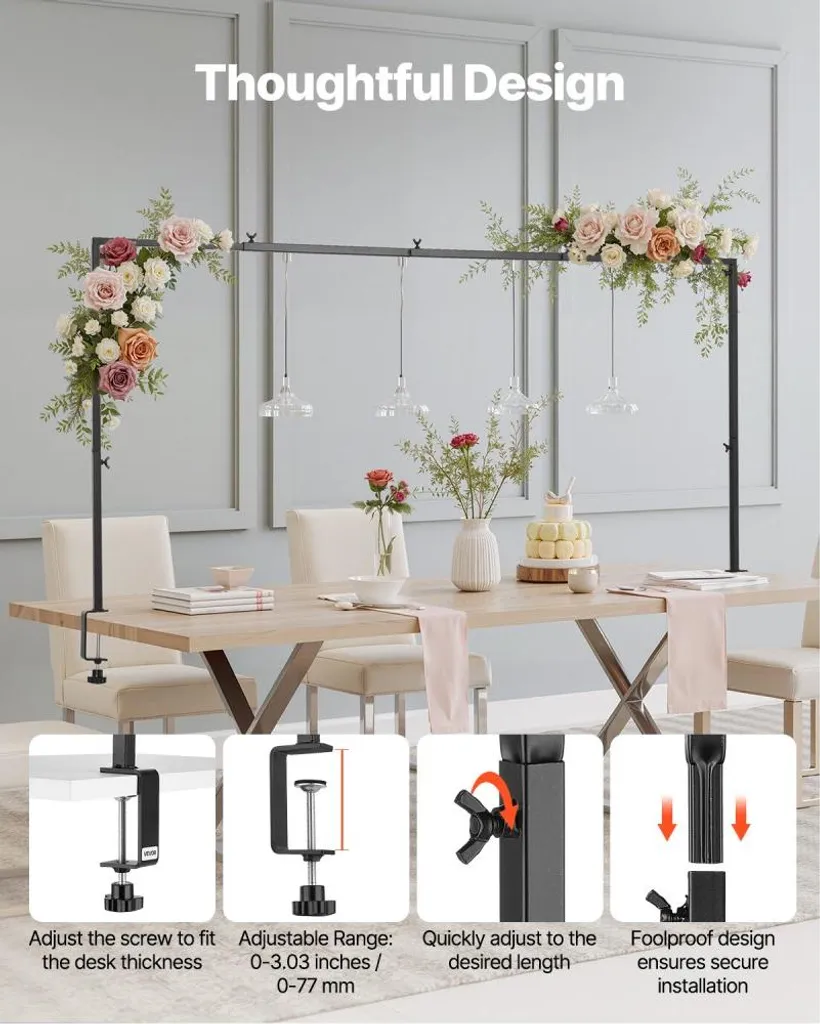 Barre de Table pour Déco Suspendue - Solution sans Perçage 249 cm