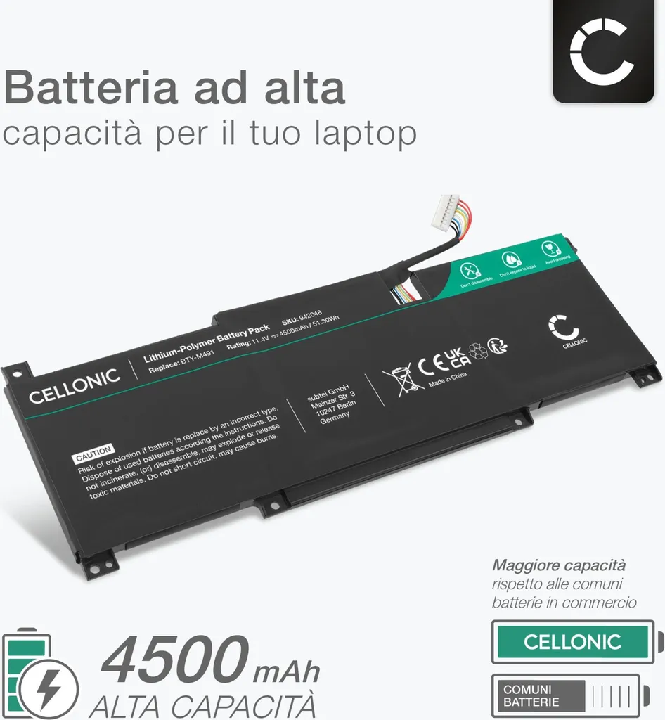 Batteria MSI Summit B15 A11M Modern 15 A4 A5 A10 A11 11.4V CELLONIC - 2