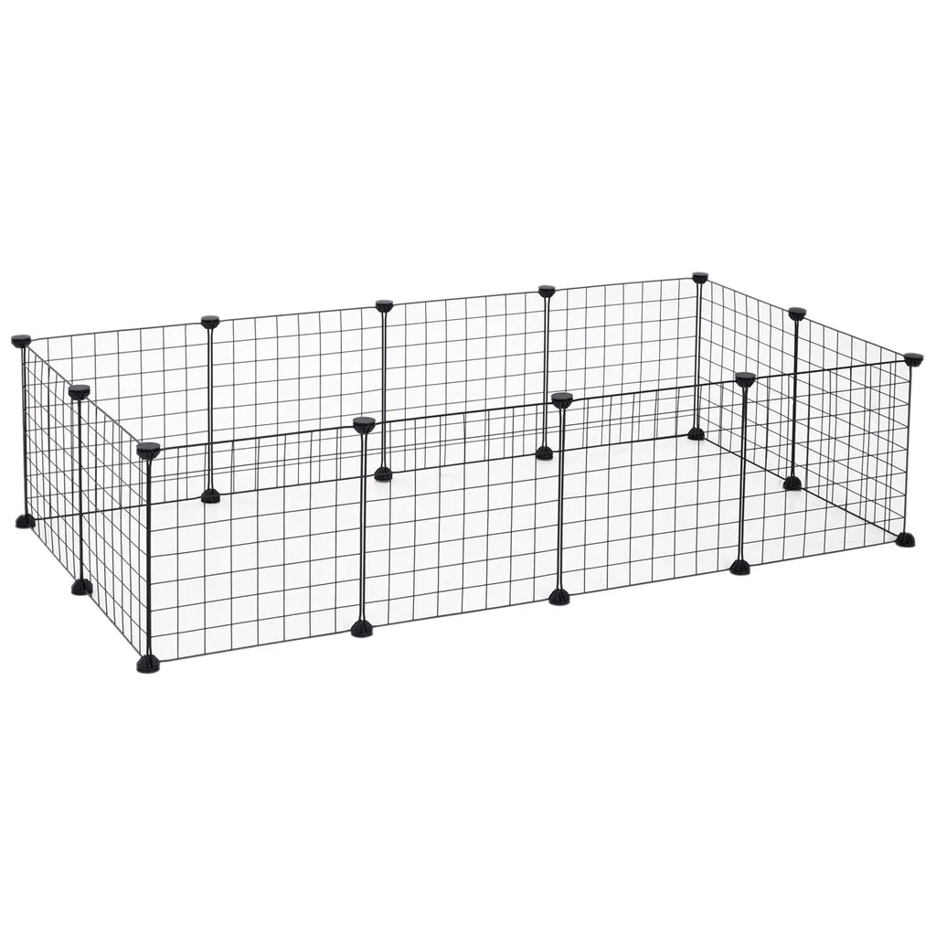 Fortuna Lai Enclos Animaux Grille Métallique Noir Modulable 106x73x36cm
