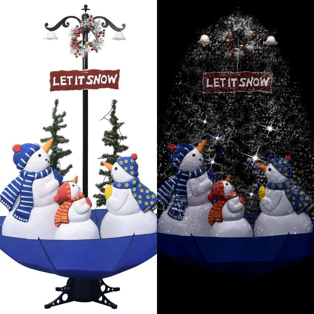 Langlebig Weihnachtsbaum mit Schnee und Schirm-Fuß Blau 170 cm PVC - Künstliche Weihnachtsbäume Octo3384646 1parcel