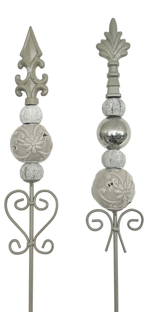 Metall Stecker FRANZÖSISCHE LILIE 2 Stück 100cm. GRAU