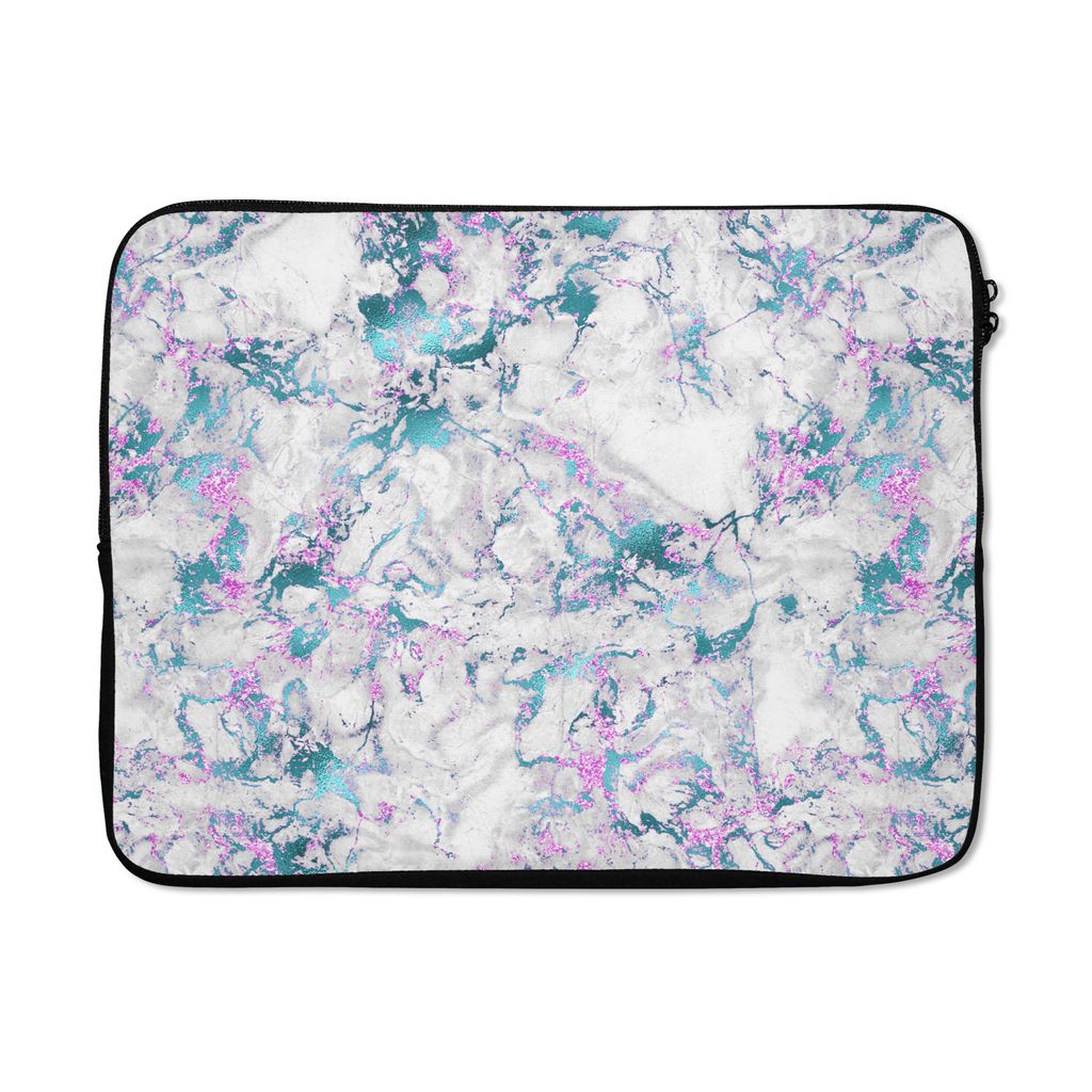 MuchoWow Laptop Hülle 17 Zoll Laptoptasche Regenbogen - Marmor - Muster - Zipper - Schutzabdeckung