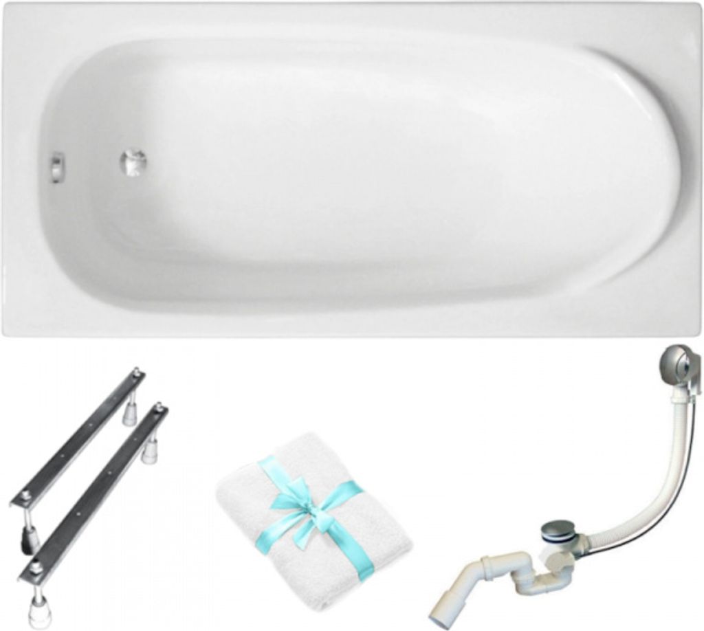Aqua For You | Polimat Badewanne Rechteckig - 160x75cm - Set 4in1 - Automatischer Siphon - Beine Für Badewanne