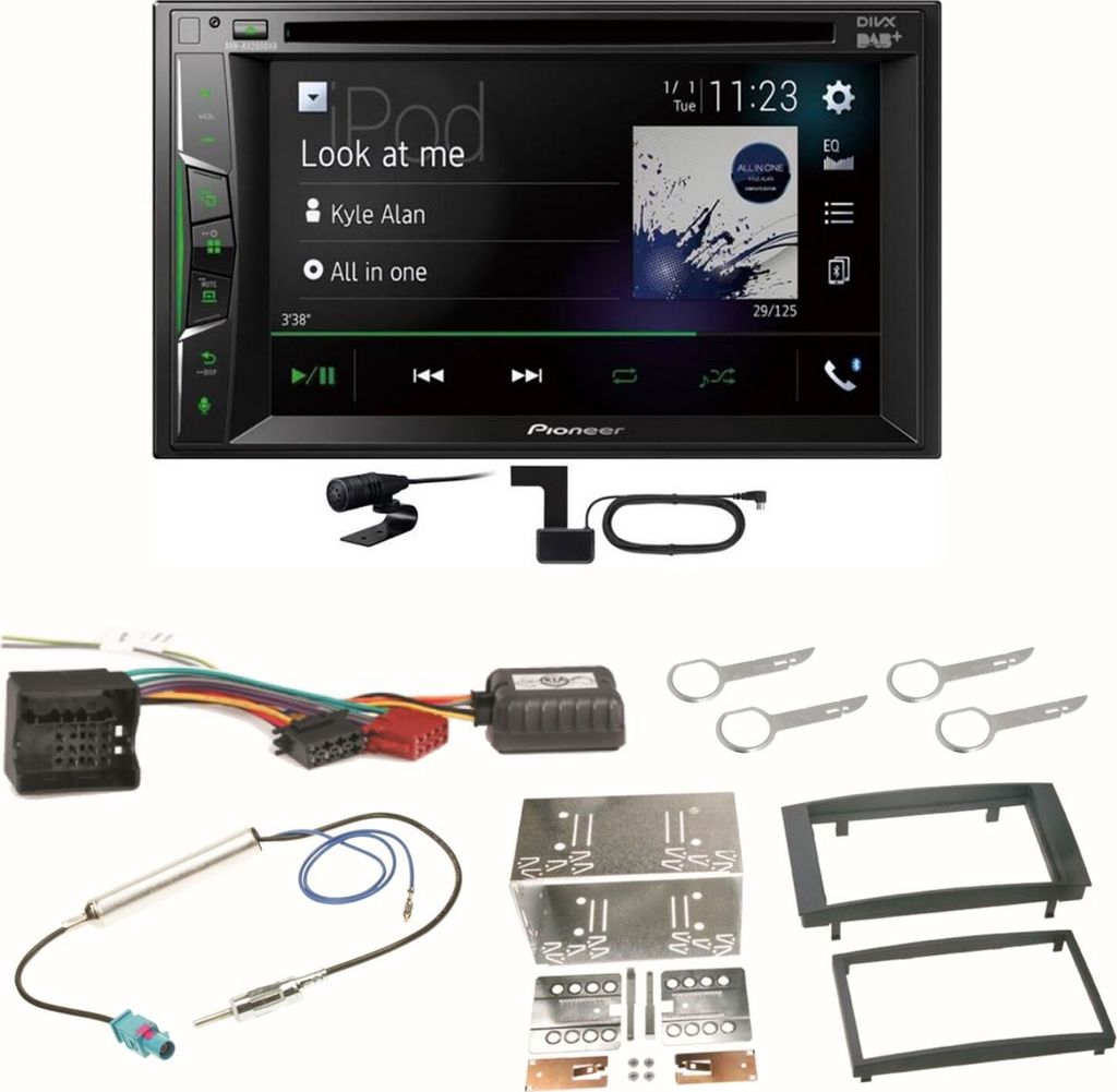 Pioneer AVH-A3200DAB Bluetooth Digitalradio Einbauset für T5 2003-2015 Multivan