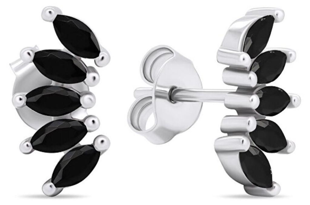 Unmissable silver earrings with black zircons EA596WBC