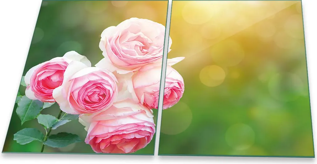 Coprifornelli Universali Vetro 2 Pezzi 40x52 Fiori Rosa Antigraffio