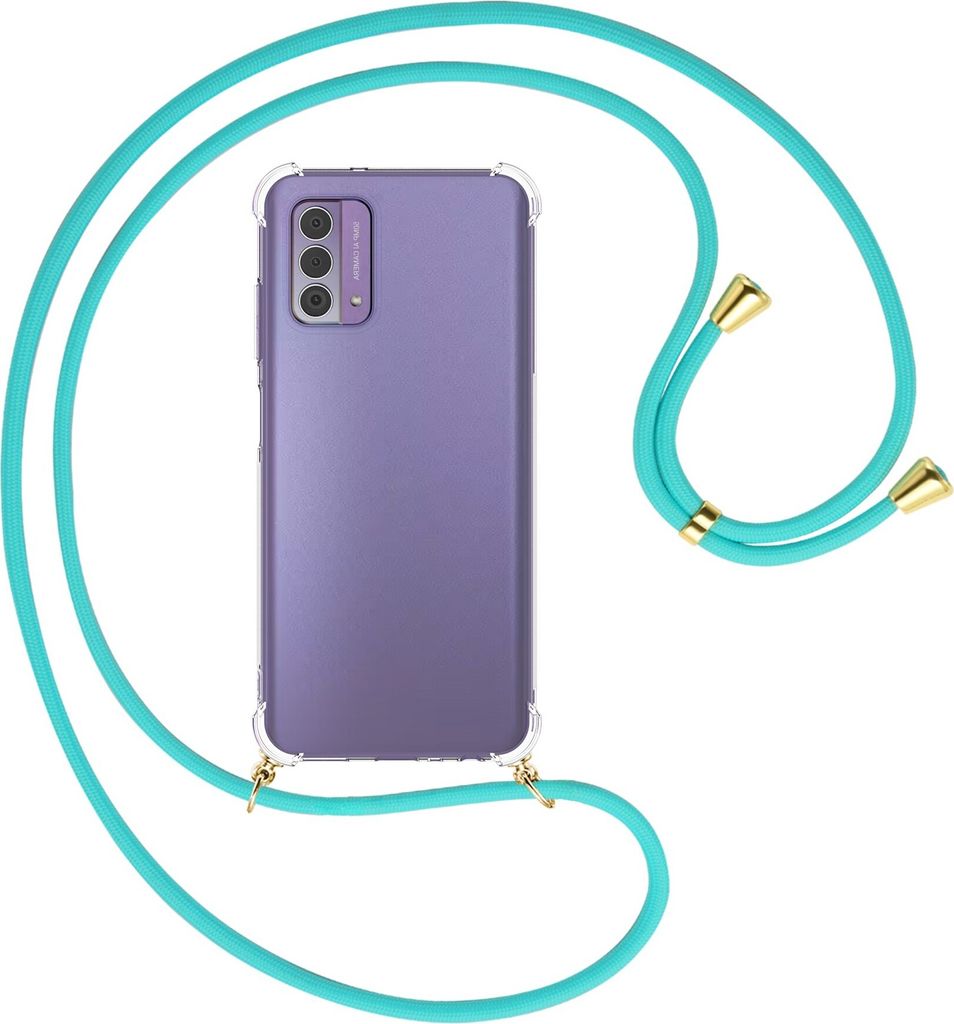Handykette Backcover-Schutzhülle mit Band (Metall goldfarben) für Nokia G42 5G (6.56'') - türkis