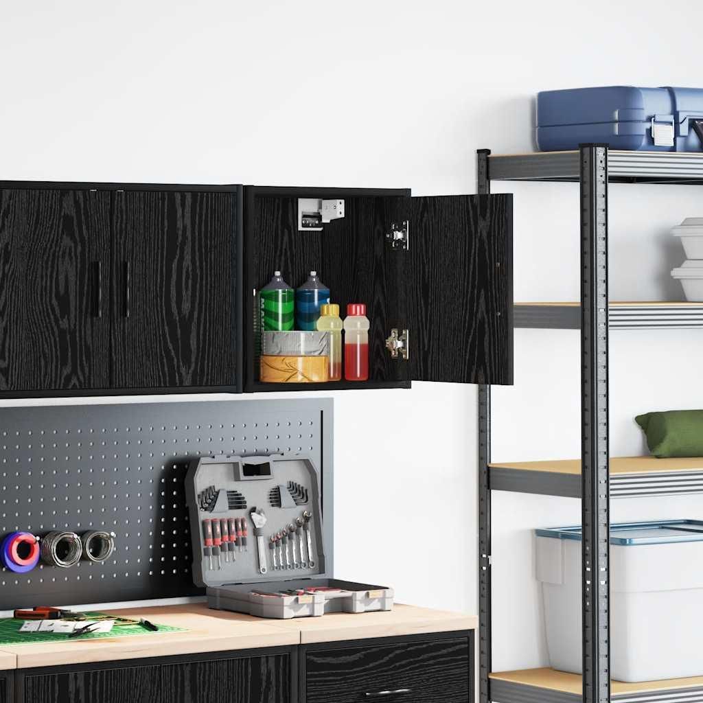vidaXL Garážová nástenná skrinka čierna materiál na báze Obrázok produktu 