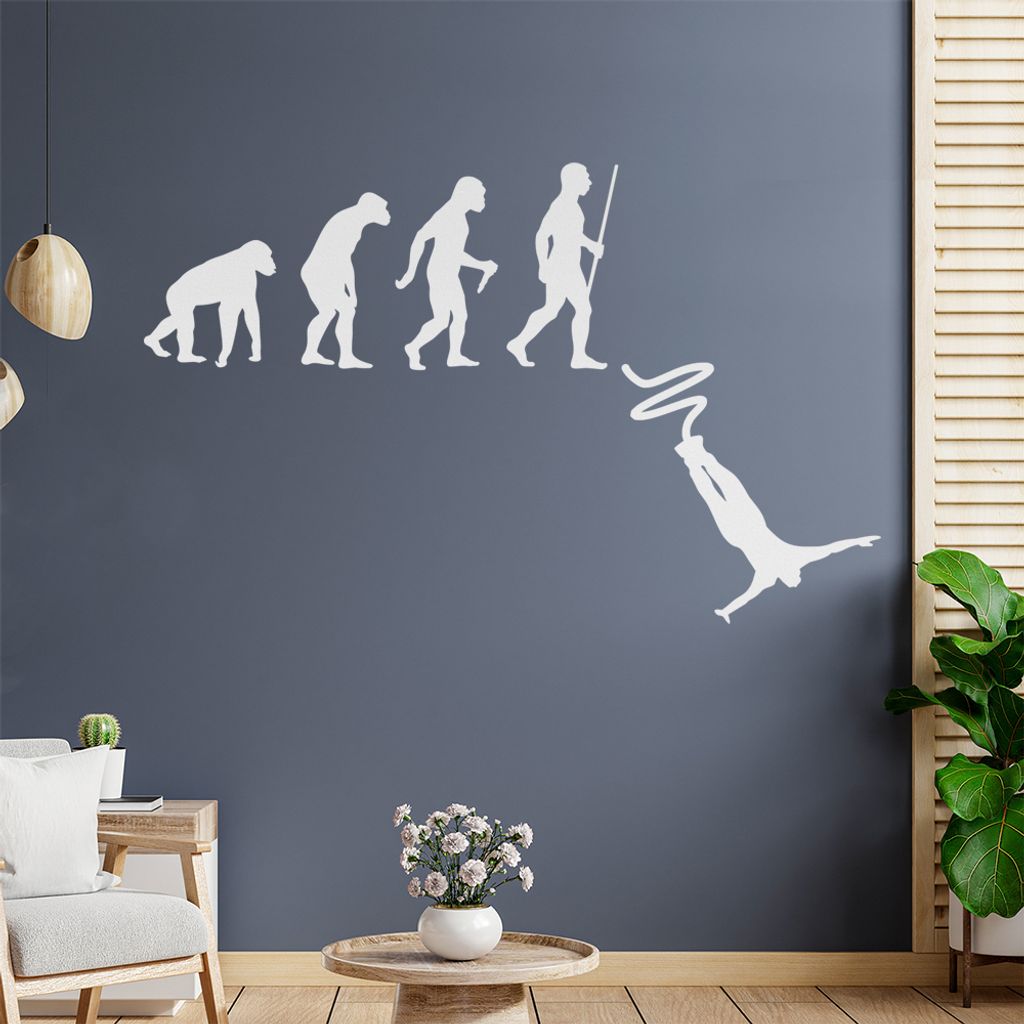 Bungeespringen Evolution Wandtattoo Wandaufkleber Wall Sticker - Dekoration, Küche, Wohnzimmer, Schlafzimmer, Badezimmer