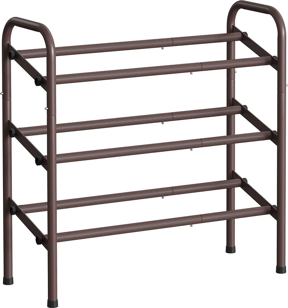 Étagère à chaussures pour optimiser l'entrée, 3 niveaux en métal bronze
