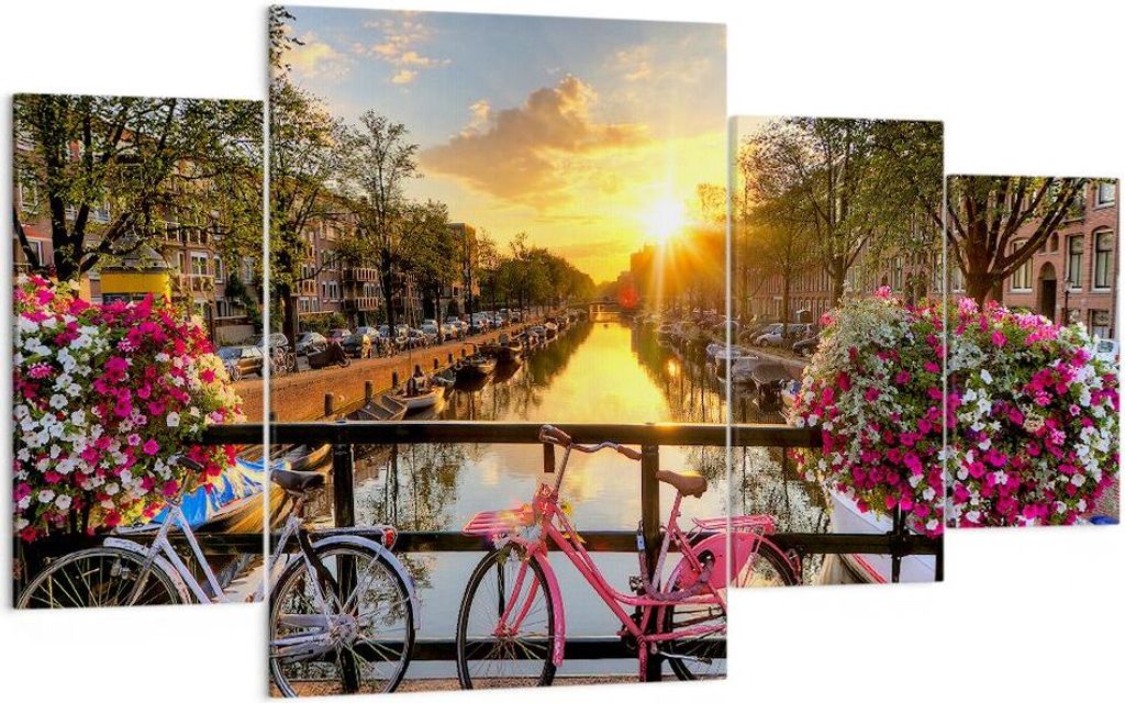 Bild auf Leinwand - Leinwandbild - Bikes Kanal Amsterdam Produktbild 