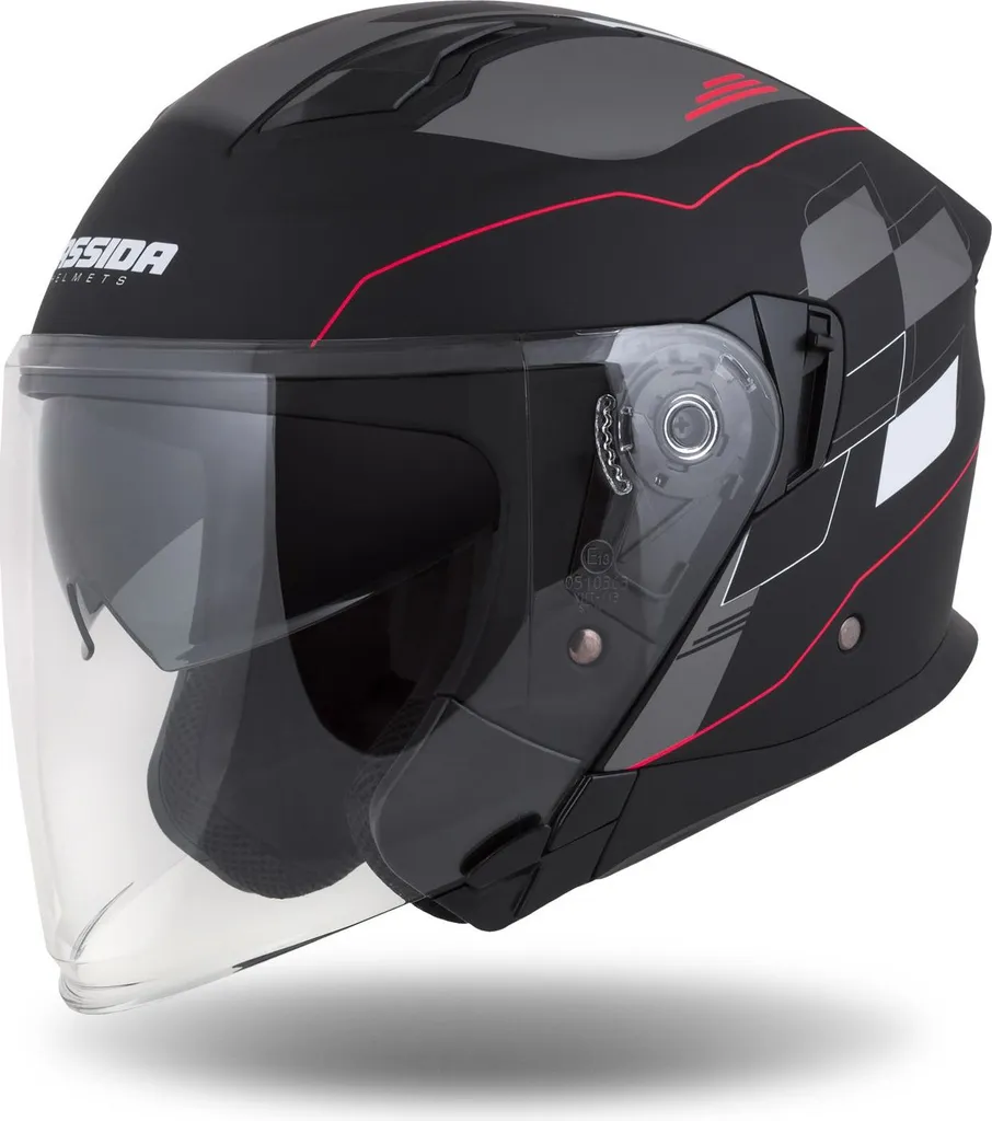 Casque Moto Jet Tech RoxoR CASSIDA XS - Design Moderne Noir et Rouge