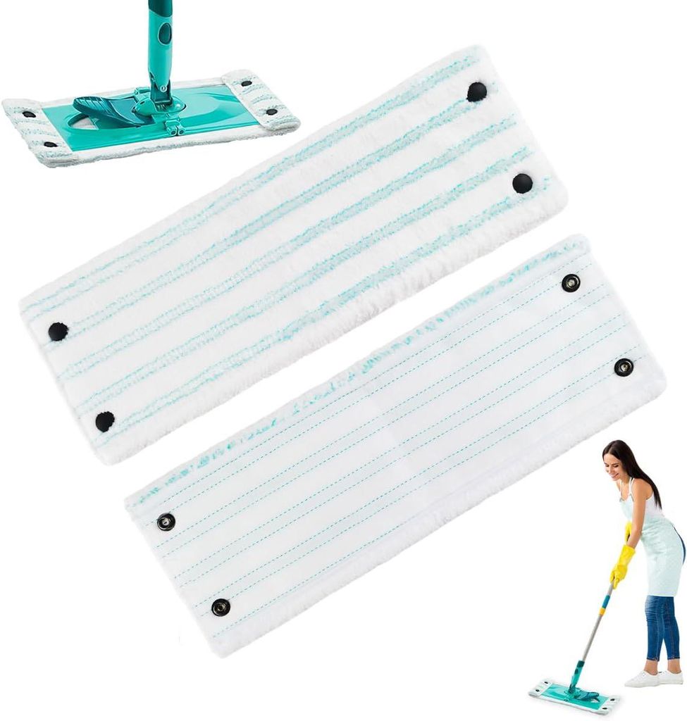 2 Stück Moppbezug für Leifheit Clean Twist XL Micro Duo Bodenwischer-Ersatzbezug, Mikrofaser-Set, 48,5 x 15 cm Bodenwischerbezug, Ersatzzubehör