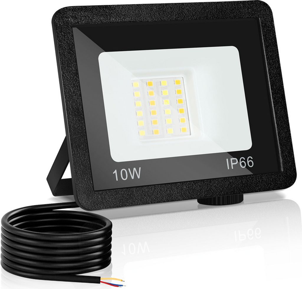 TolleTour LED Fluter LED Strahler LED Baustrahler 1X 10W 3 Farbe 3000/4000/6500K Floodlight mit IP66 Wasserdicht