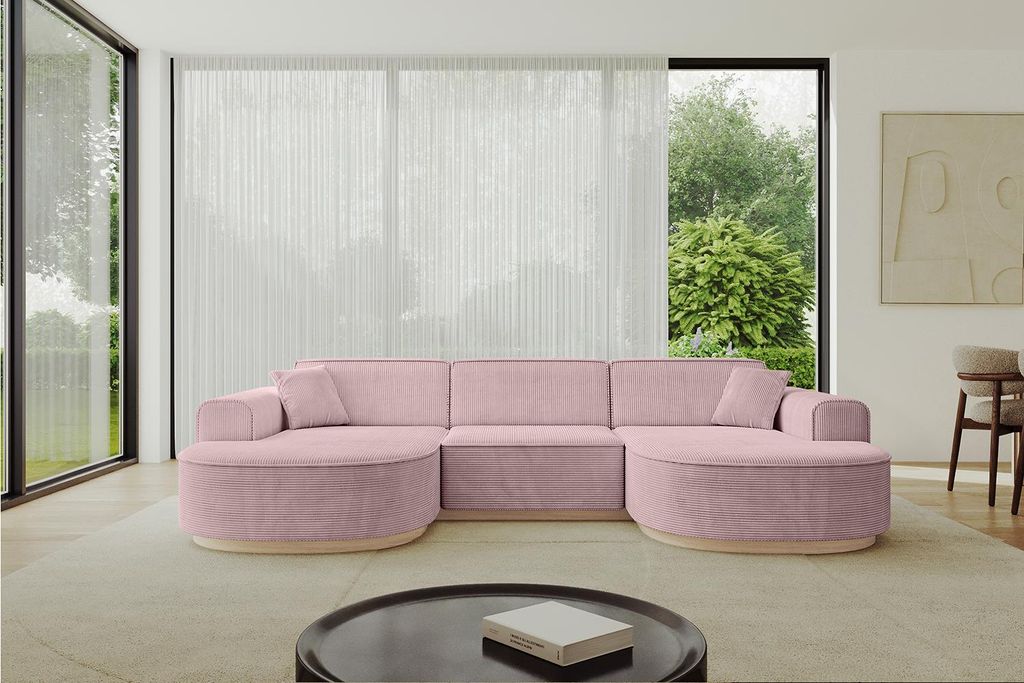 ALTDECOR Ecksofa in U-Form MARI-U1-v1 -303x171x83 cm Rosa - Corner Sofa Bett Eckcouch Couch L-Form Wohnlandschaft Cauchsofa