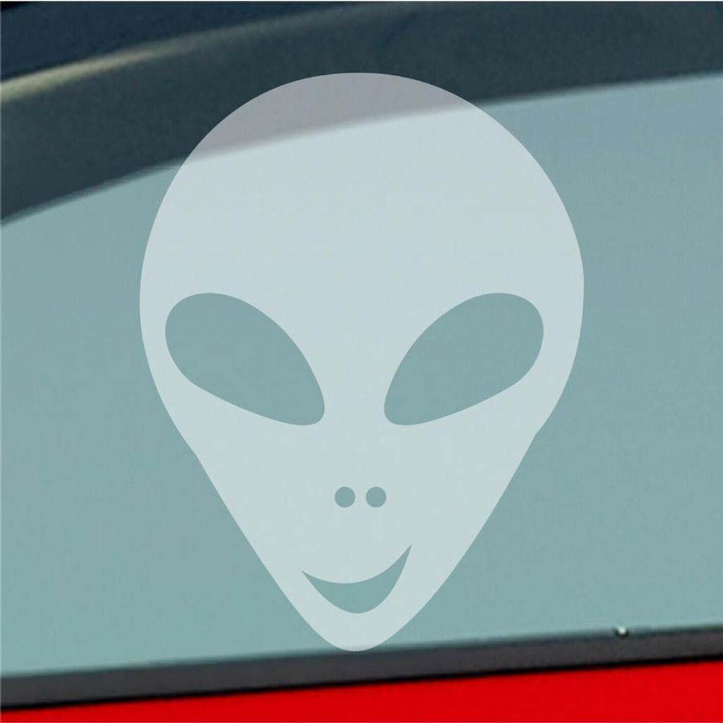 Auto Aufkleber grinsender Alien Außerirdischer All Comic Produktbild 