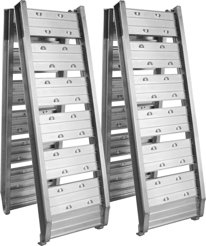 Wiltec 2x Auffahrrampe 182cm 400 kg für Motorrad ATV Quad, Aluminium Auffahrschiene faltbar, Verladerampe rutschsicher