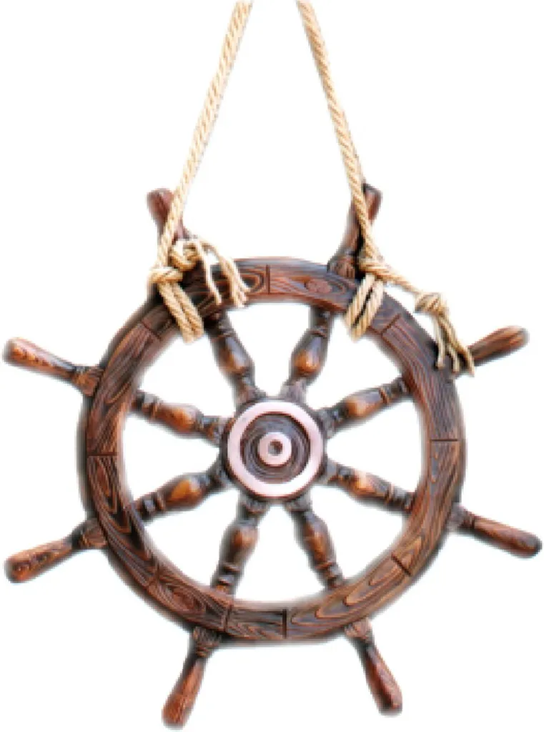 Décoration Murale Marine avec Gouvernail et Rames en Bois Sculpté