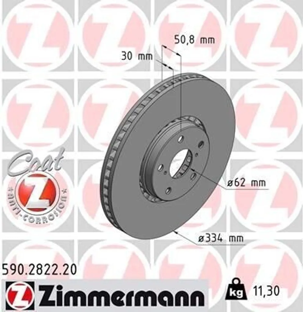 Disque de frein ZIMMERMANN 590.2822.20 pour Lexus GS et IS III