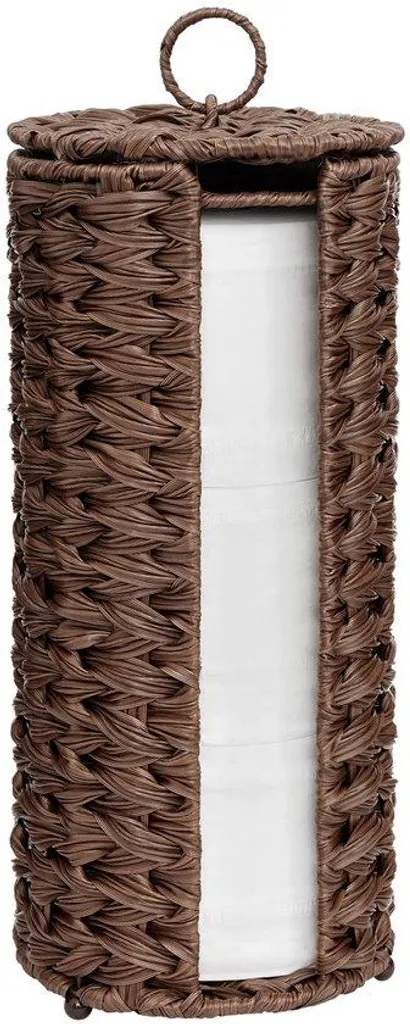 Dévidoir papier toilette marron vertical : réserve pour 3 rouleaux WC