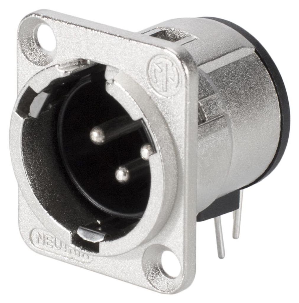 NEUTRIK XLR, 3-pol , Metall-, Printtechnik horizontal-Einbaustecker, versilberte Kontakt(e), Type D, nickelfarben