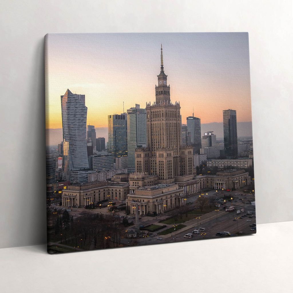Palace of Culture and Science Warsaw – Leinwandbild Wandbild – 60x60 cm – Leinwandbilder – Wandbilder – Schlafzimmer – Flur