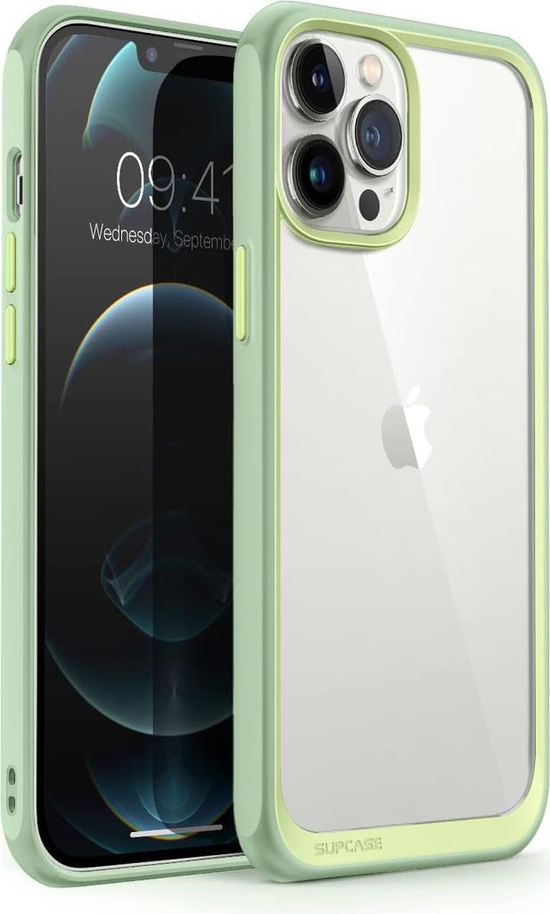 Hülle für Apple iPhone 13 Pro Max, transparent, grün, verstärkt