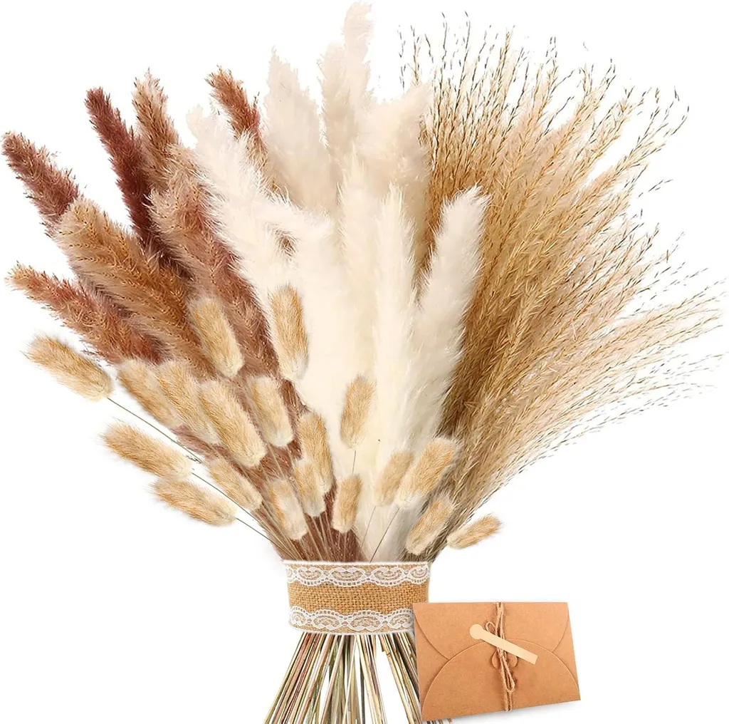Herbe de la Pampa pour mariage et décoration de table marron blanc