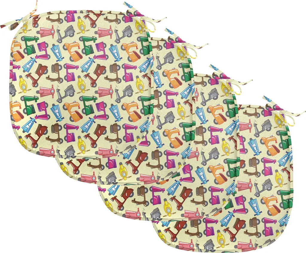 Coussins de Siège Cuisine Impermeables avec Sangles Motifs Motos 40 cm
