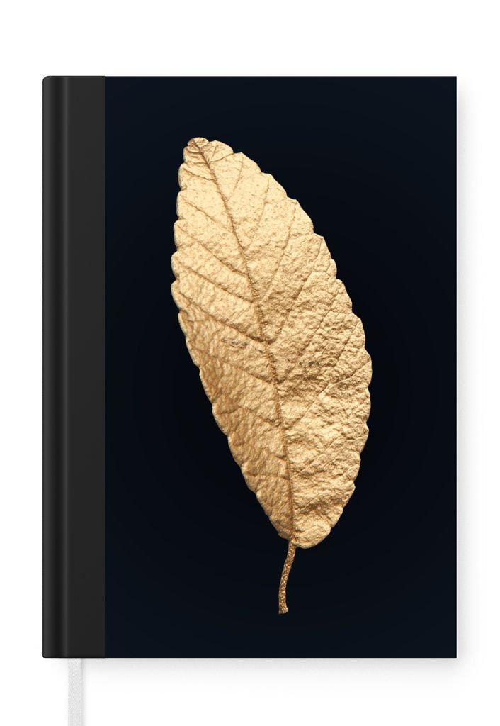 MuchoWow Notizbuch Tagebuch Haushaltsbuch Notebook A5 Schwarz und Gold - Blätter - Schwarz - Pflanzen - Luxus - Notizblock - Notizheft - Noteboo...