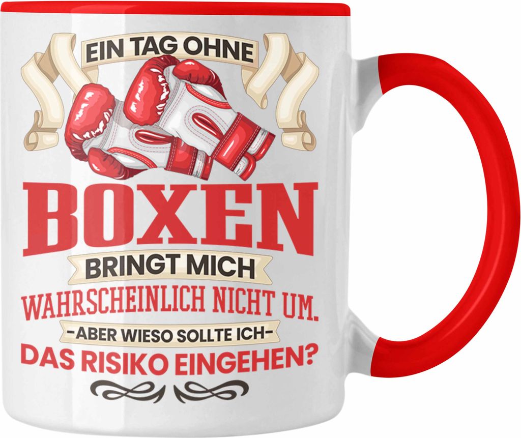 Trendation - Boxen Tasse Geschenk Boxer Kampfsport Geschenkidee Spruch (Rot)