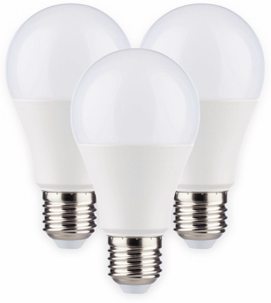 3 x Müller-Licht LED Leuchtmittel Birnenform A55 7W = 40W E27 matt 470lm Ra95 Flicker-Free warmweiß 2700K 180°