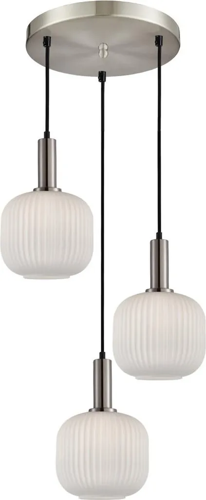 Italux Penzi Lampada a sospensione a 3 luci, argento/bianco