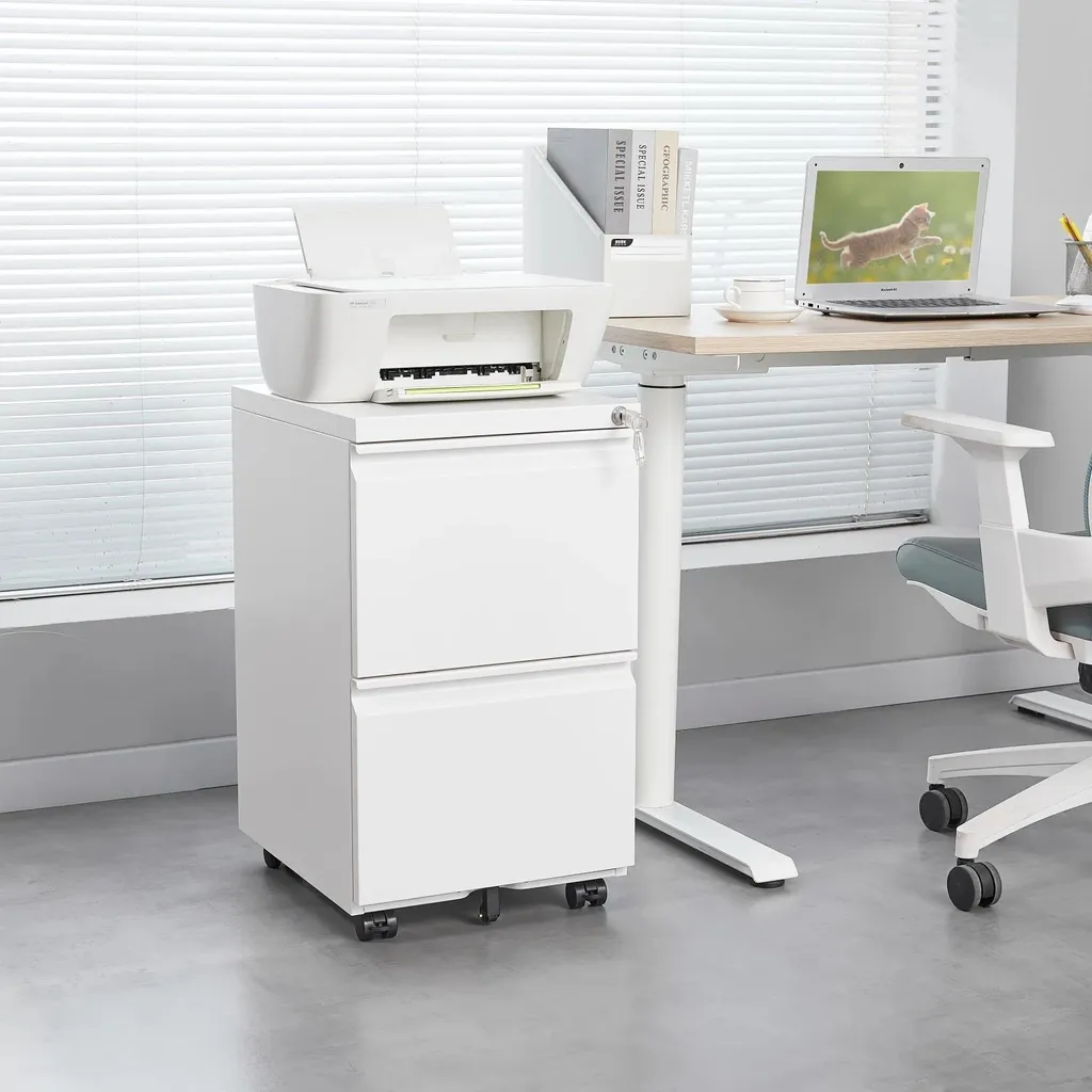 Meuble de rangement bureau : caisson mobile métallique 2 tiroirs
