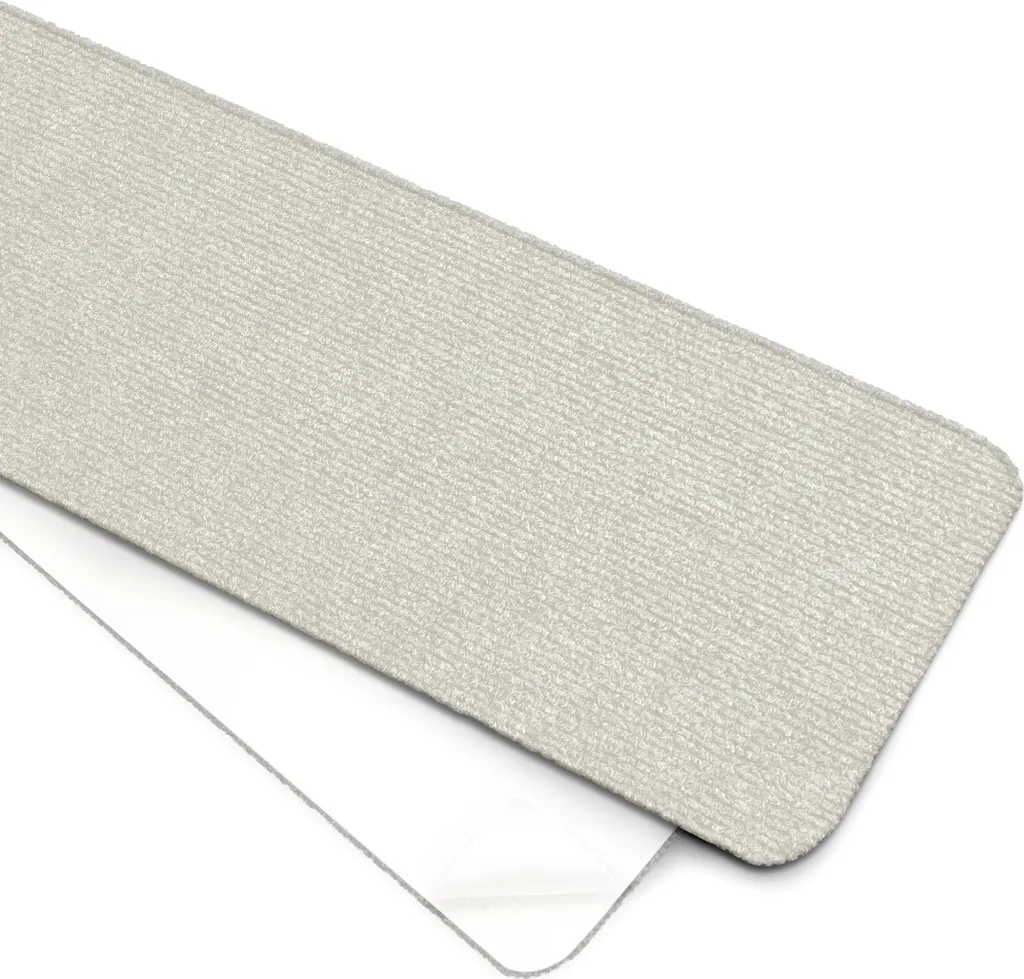 Tapis d'Escalier QUEST Crème 15 Pièces - Anti-glisse et Anti-bruit