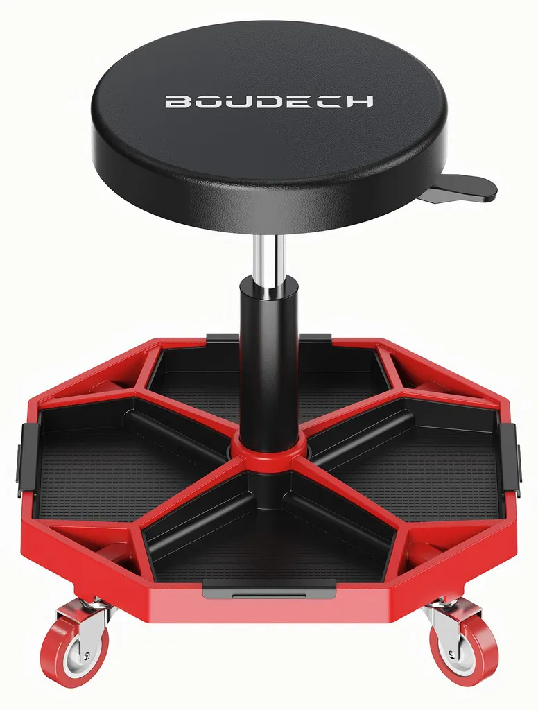 Tabouret d'atelier anti-mal de dos : Mobile, robuste et ajustable 150 kg