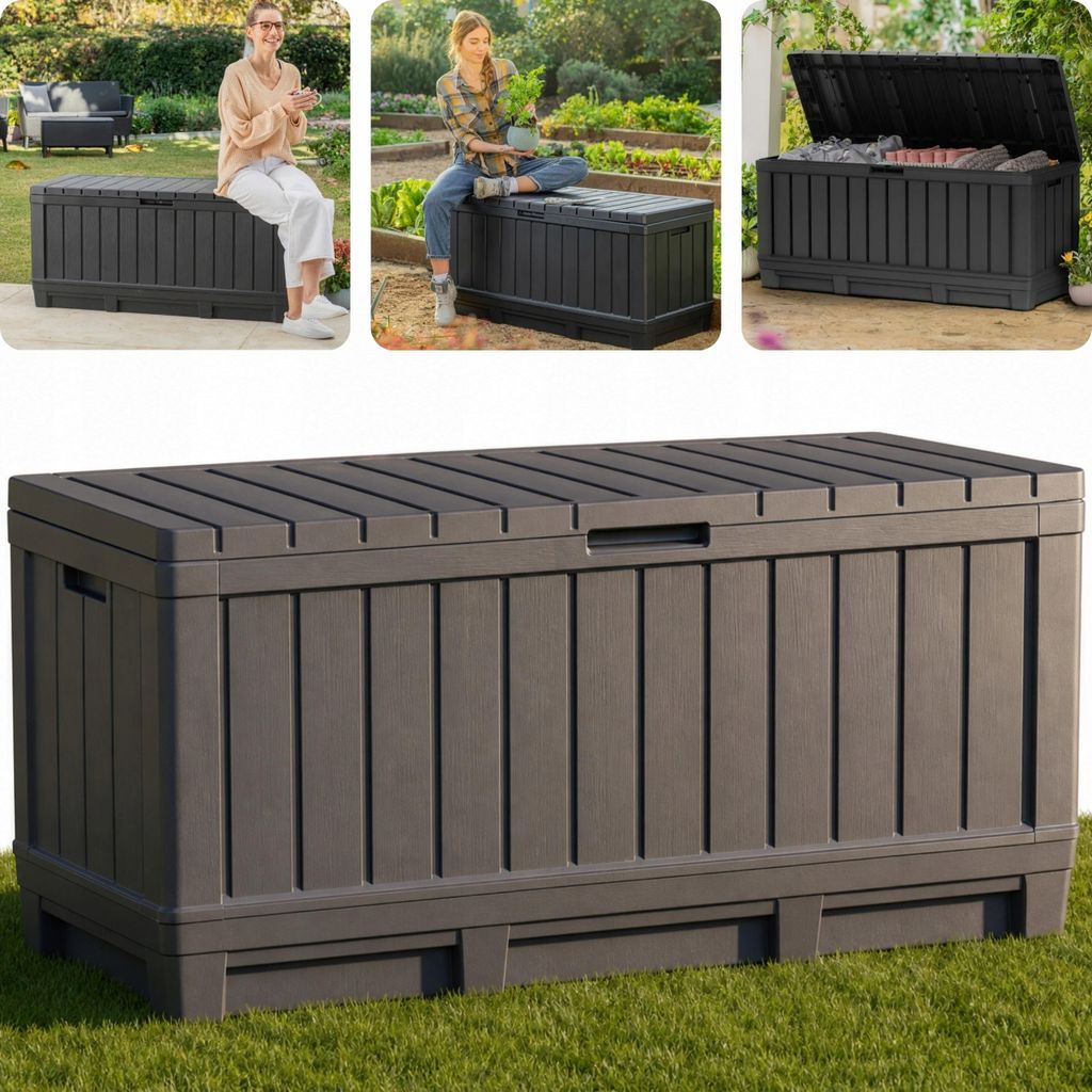 Tuinopslag Keter KENTWOOD 350L, bruin, geschikt voor terras Productafbeelding 
