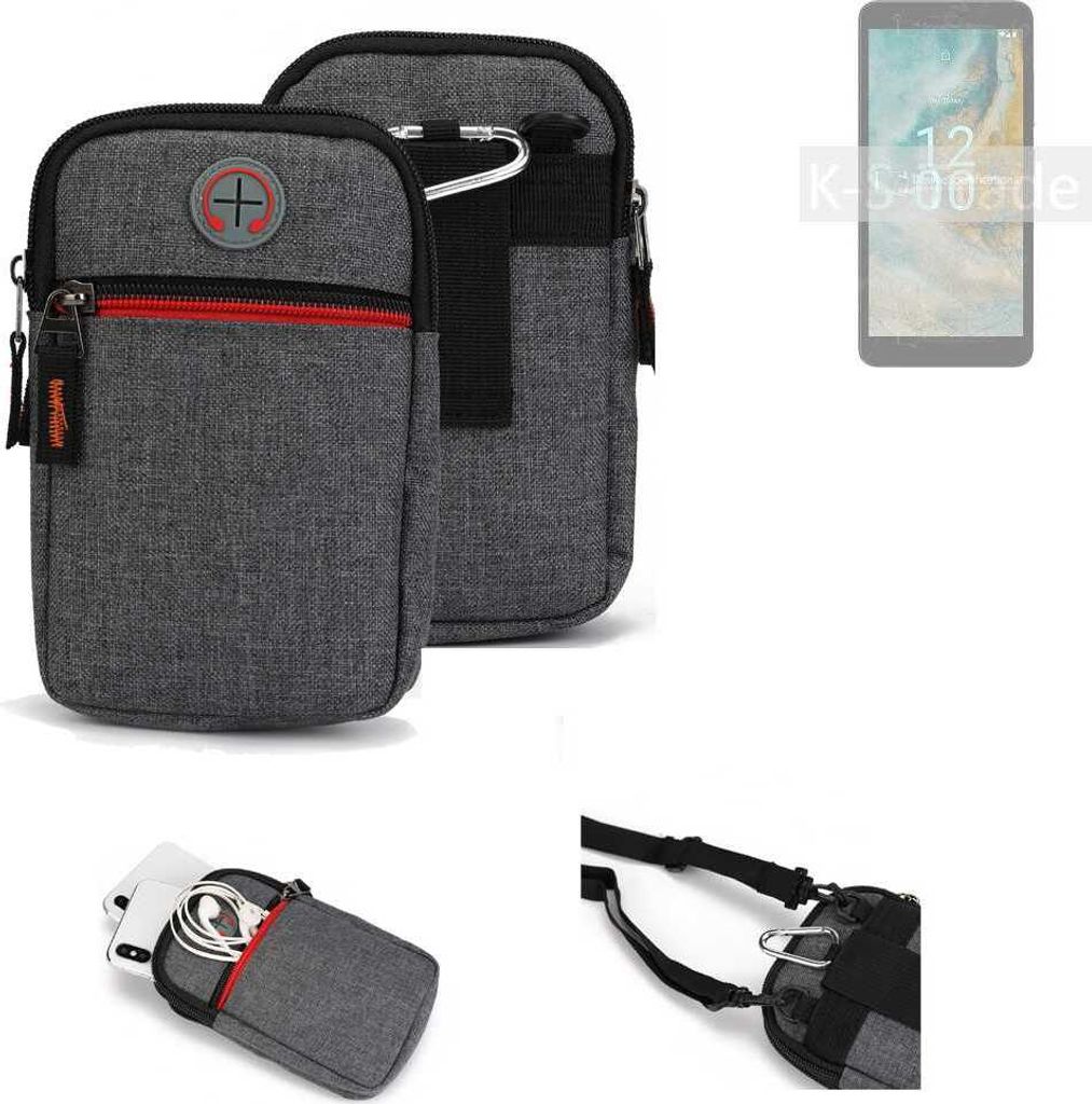 K-S-Trade Holster Gürteltasche kompatibel mit Nokia C02 Handy Tasche Schutz Hülle grau Zusatzfächer 1x