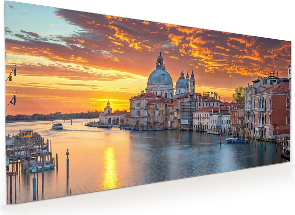 Küchenrückwand Spritzschutz Glas mit Motiv Venedig bei Sonnenuntergang 40 x 40 cm