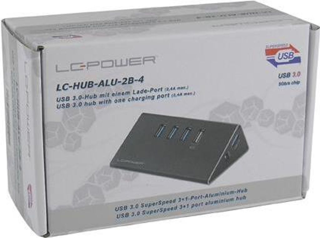 LC Power LC-HUB-ALU-2B-4 - Hub - 3 x SuperSpeed USB 3.0 + 1 x SuperSpeed USB 3.0 (laden) - Desktop