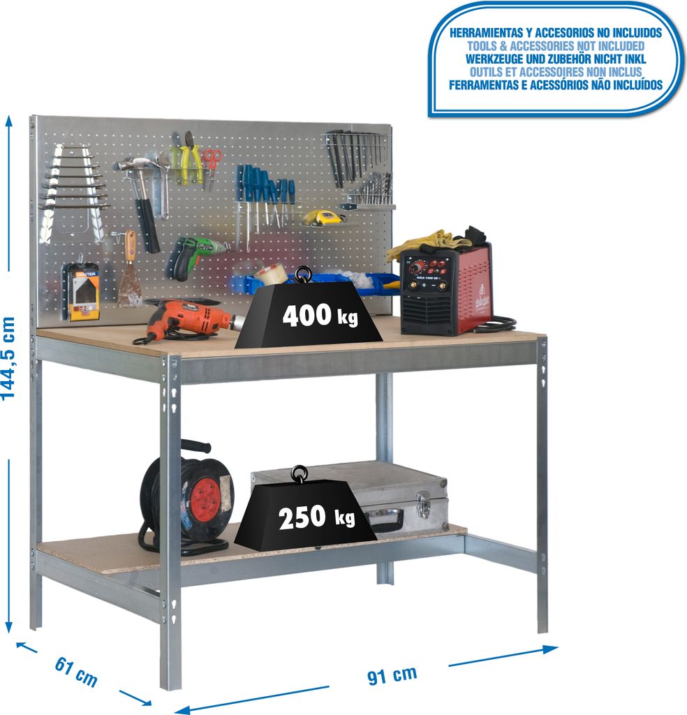 Simonrack Werkbank SIMONWORK BT2 silber 91,0 x 61,0 x 144,5 cm