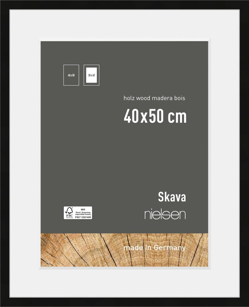 nielsen Holz Bilderrahmen Skava Schwarz, 40,0 x 50,0 cm - Produktbild 