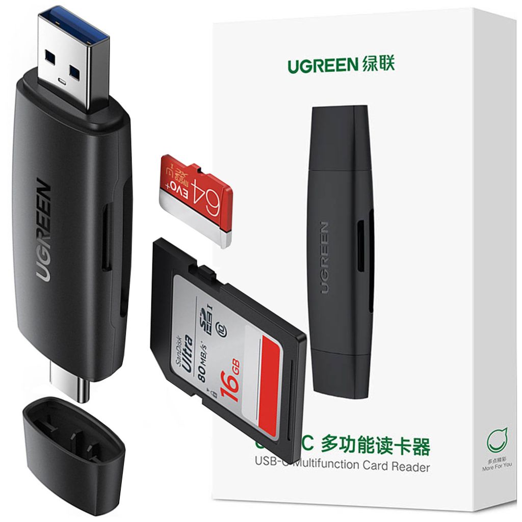 Ugreen adapter czytnik kart SD / micro SD (USB-A / USB-C) Obrázok produktu 