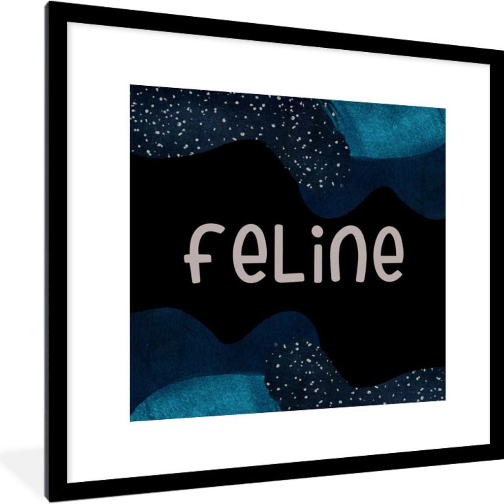 MuchoWow Gerahmtes Poster Feline - Pastell - Mädchen 40x40 cm - Poster mit Schwarzem Bilderrahmen Wandposter Rahmen Foto Bilder - Poster - Plaka...