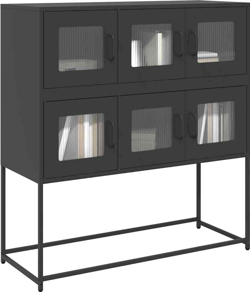 vidaXL Sideboard noir 100,5x39x107 cm Acier laminé à froid Image du produit 