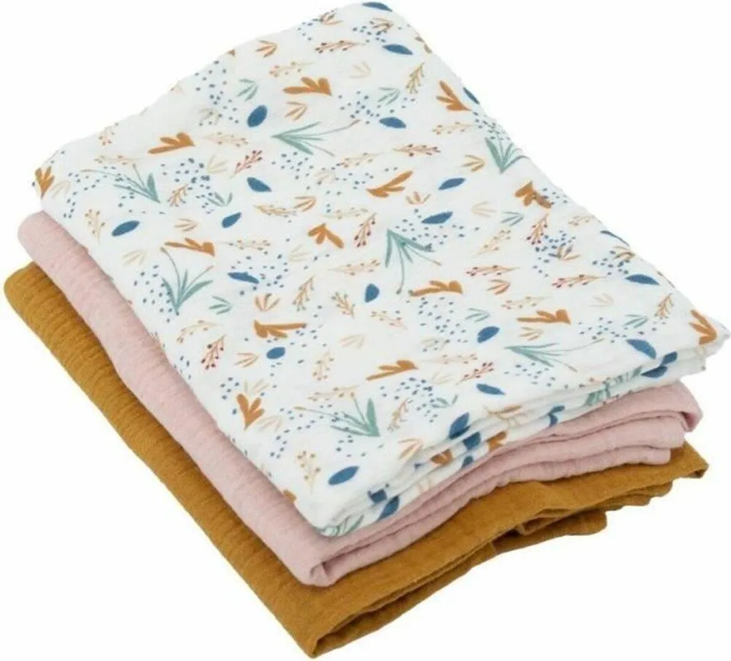 Lot de 3 langes en bambou DOMIVA Rose caramel 60x60 cm pour bébé